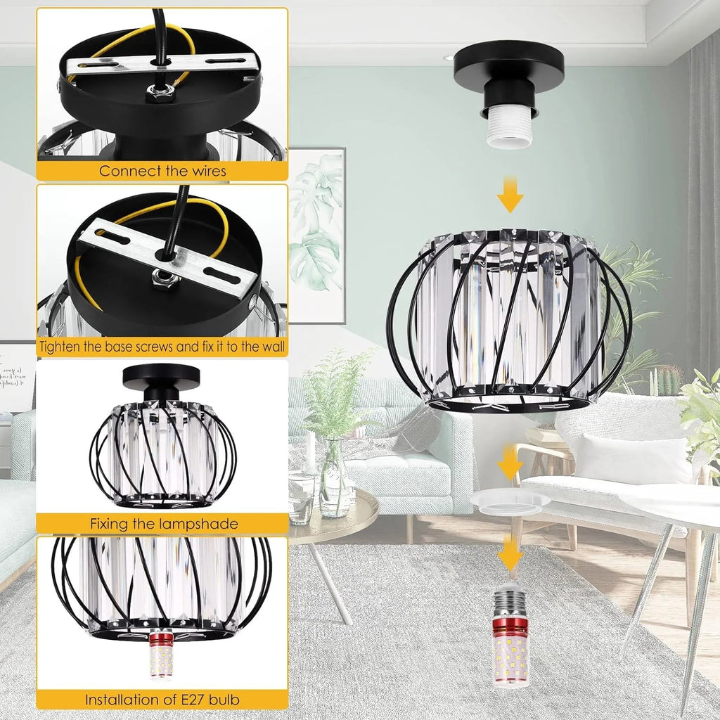 Lampada da soffitto in vetro a forma di lanterna creativa moderna