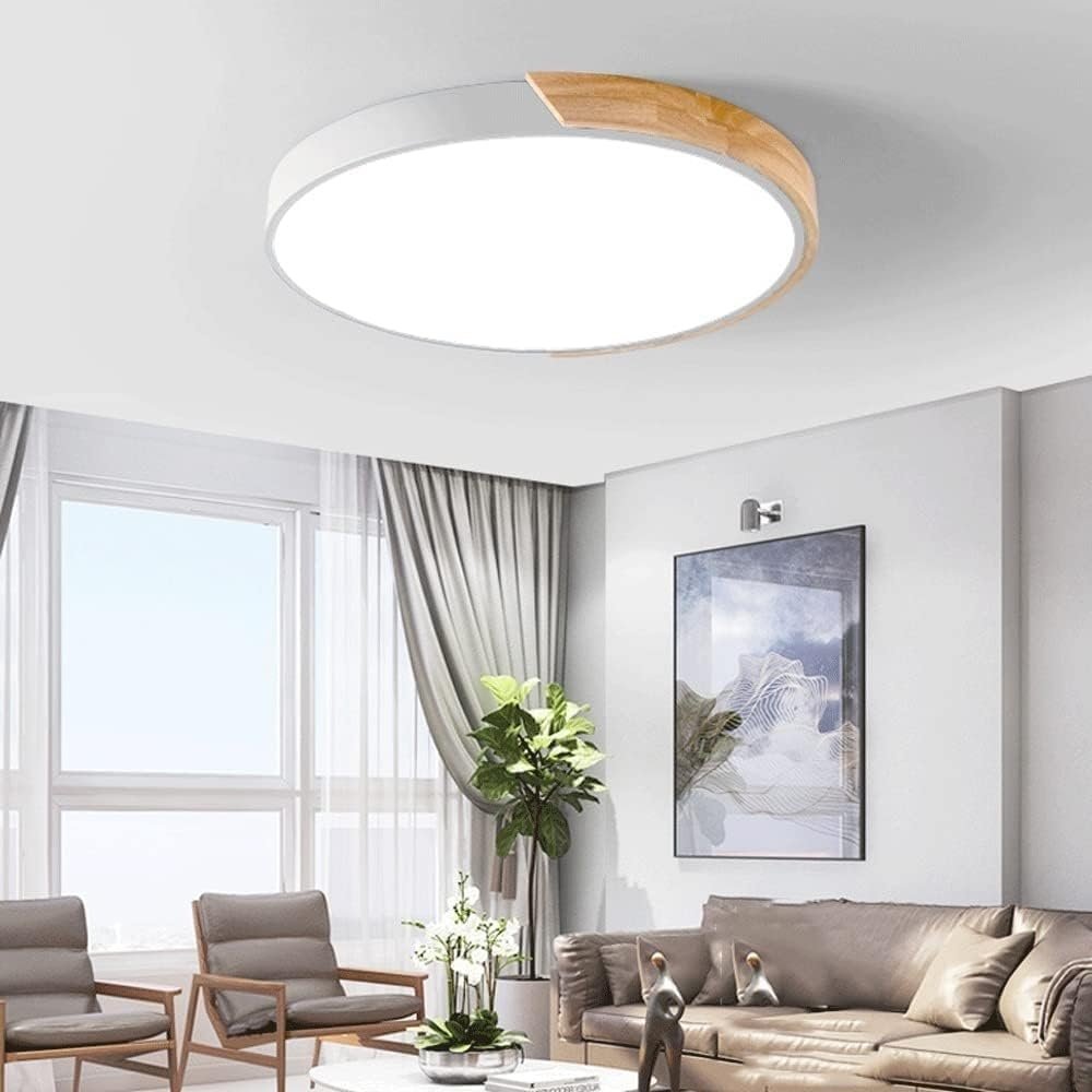 Lampada da soffitto Haslon – Legno & Acrilico – Bianco – Ø 40 cm – Design moderno per soggiorno e sala da pranzo