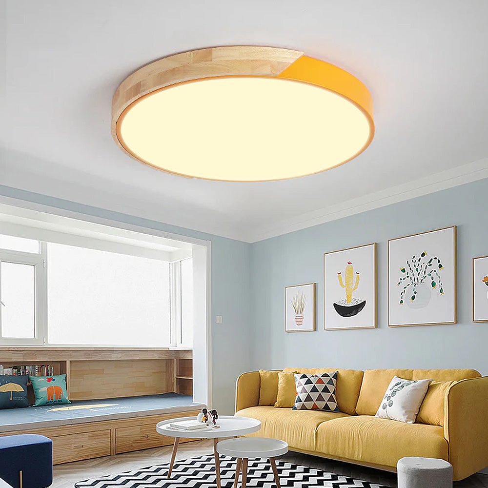 Lampada da soffitto Haslon – Legno & Acrilico – Bianco – Ø 40 cm – Design moderno per soggiorno e sala da pranzo