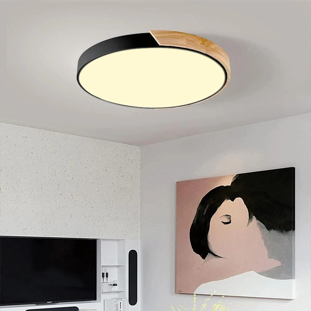 Lampada da soffitto Haslon – Legno & Acrilico – Bianco – Ø 40 cm – Design moderno per soggiorno e sala da pranzo