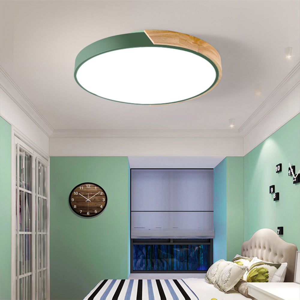 Lampada da soffitto Haslon – Legno & Acrilico – Bianco – Ø 40 cm – Design moderno per soggiorno e sala da pranzo