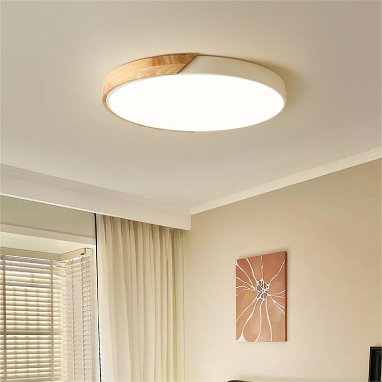 Lampada da soffitto Haslon – Legno & Acrilico – Bianco – Ø 40 cm – Design moderno per soggiorno e sala da pranzo