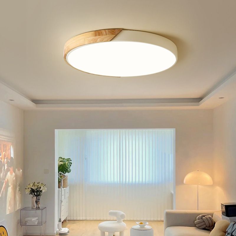 Lampada da soffitto Haslon – Legno & Acrilico – Bianco – Ø 40 cm – Design moderno per soggiorno e sala da pranzo