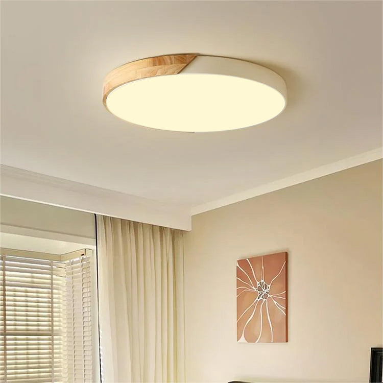 Lampada da soffitto Haslon – Legno & Acrilico – Bianco – Ø 40 cm – Design moderno per soggiorno e sala da pranzo