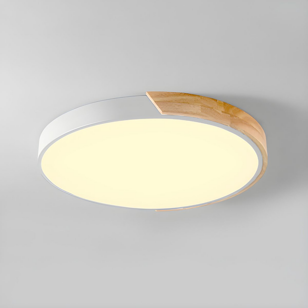 Lampada da soffitto Haslon – Legno & Acrilico – Bianco – Ø 40 cm – Design moderno per soggiorno e sala da pranzo