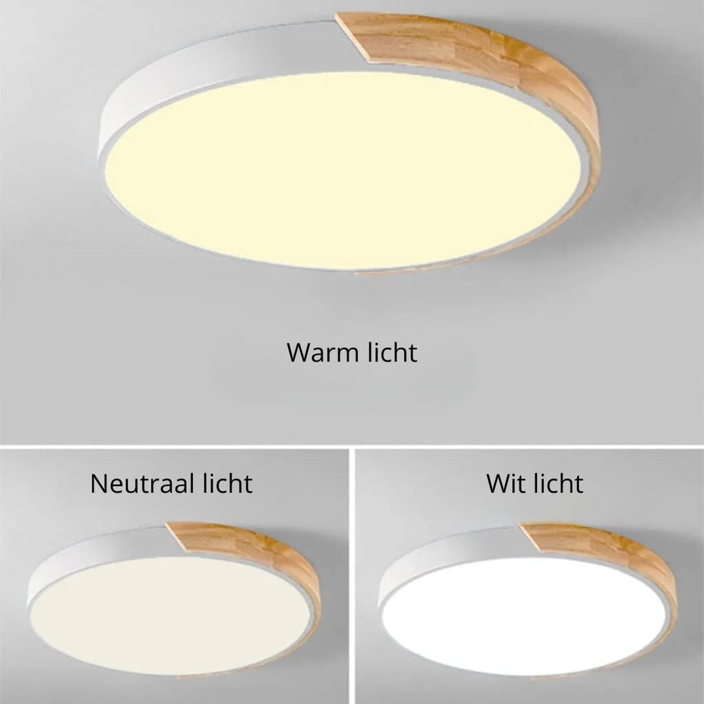 Lampada da soffitto Haslon – Legno & Acrilico – Bianco – Ø 40 cm – Design moderno per soggiorno e sala da pranzo