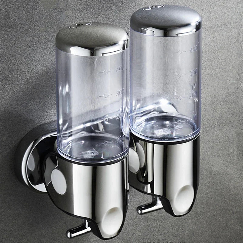 PureFlow - Dispenser di sapone da parete con due scomparti per un bagno elegante