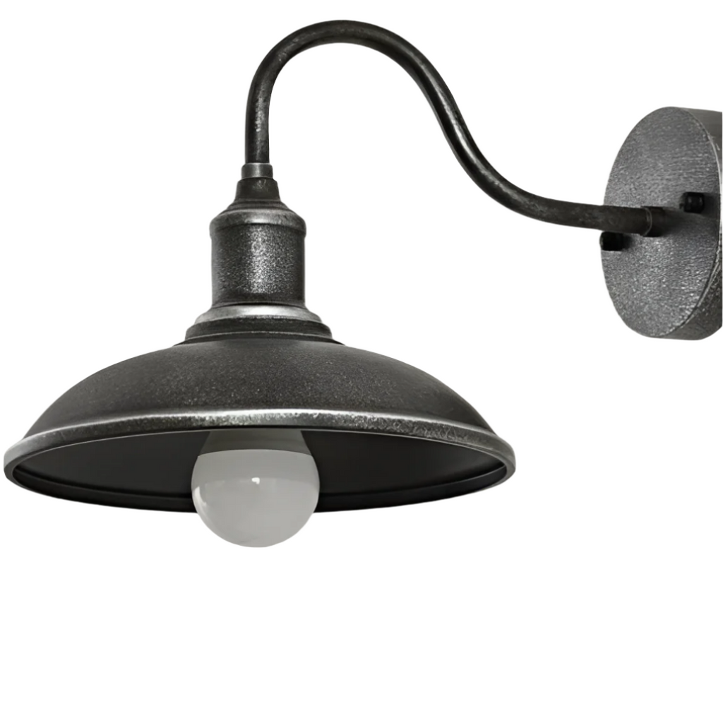 Lampada da Parete Esterna a Ciotola in Ferro Industriale Vintage LED 1 Luce