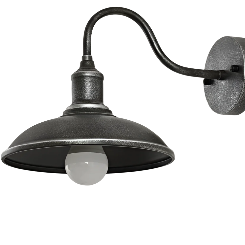 Lampada da Parete Esterna a Ciotola in Ferro Industriale Vintage LED 1 Luce