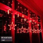 Illuminazione Natalizia a LED a Tenda con Stelle – Luce Bianca Calda