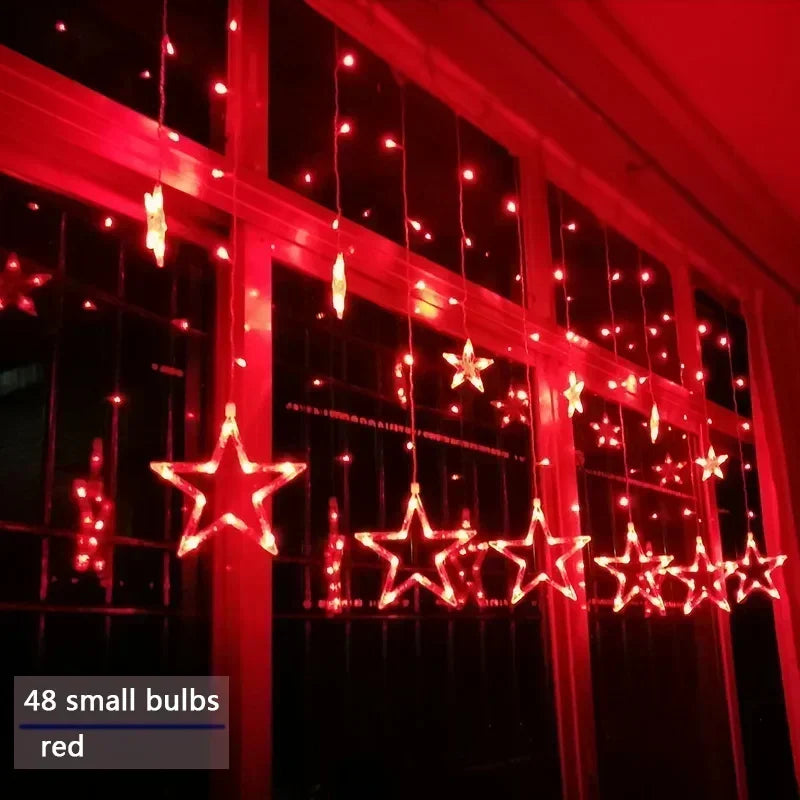 Illuminazione Natalizia a LED a Tenda con Stelle – Luce Bianca Calda