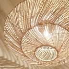 Lampada a sospensione in rattan vintage
