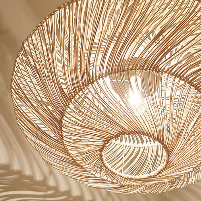 Lampada a sospensione in rattan vintage