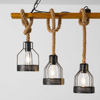 Lampadario a Granata Industriale in Cordame di Canapa