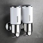 PureFlow - Dispenser di sapone da parete con due scomparti per un bagno elegante