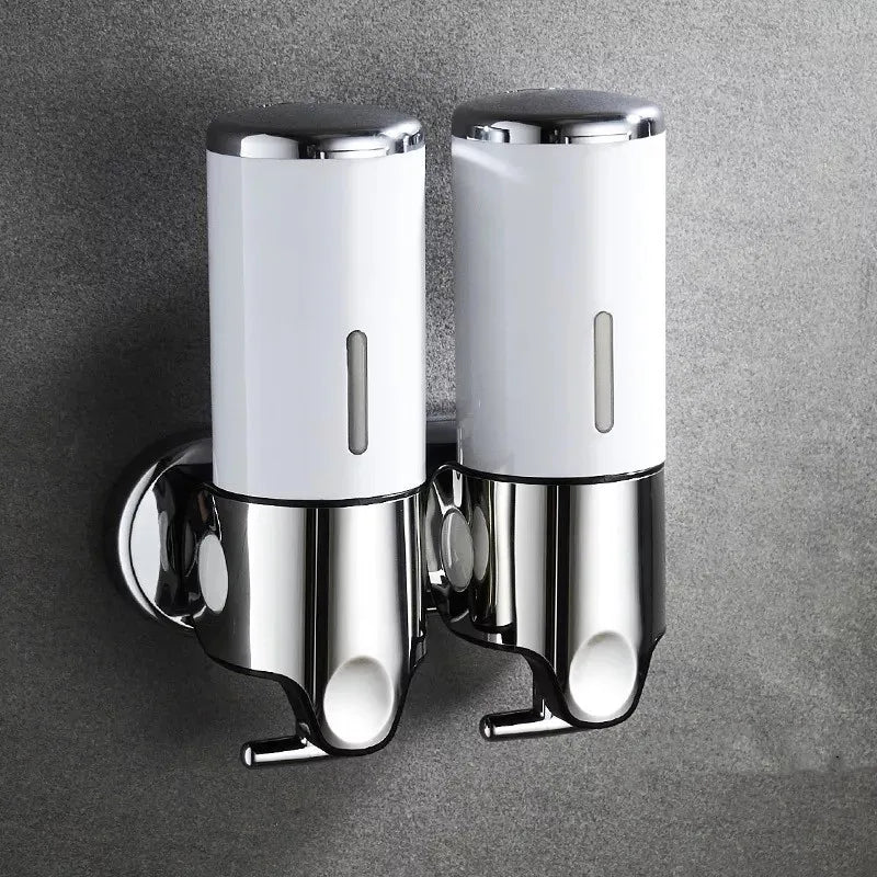 PureFlow - Dispenser di sapone da parete con due scomparti per un bagno elegante