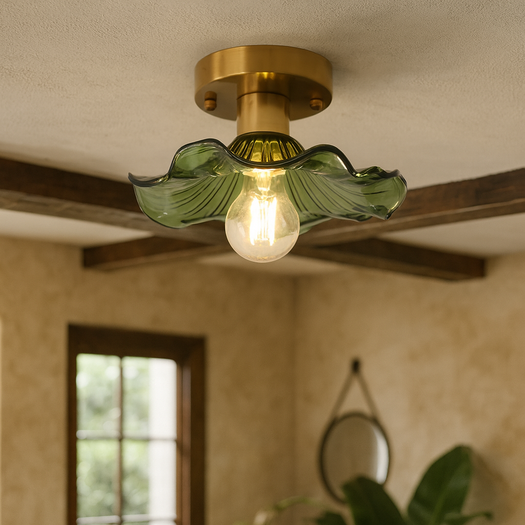 Lampada da soffitto floreale vintage