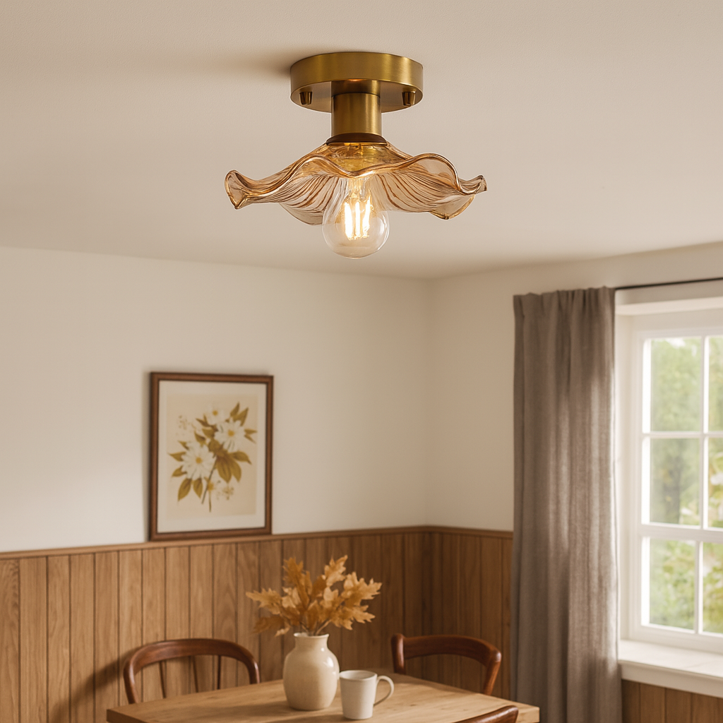 Lampada da soffitto floreale vintage