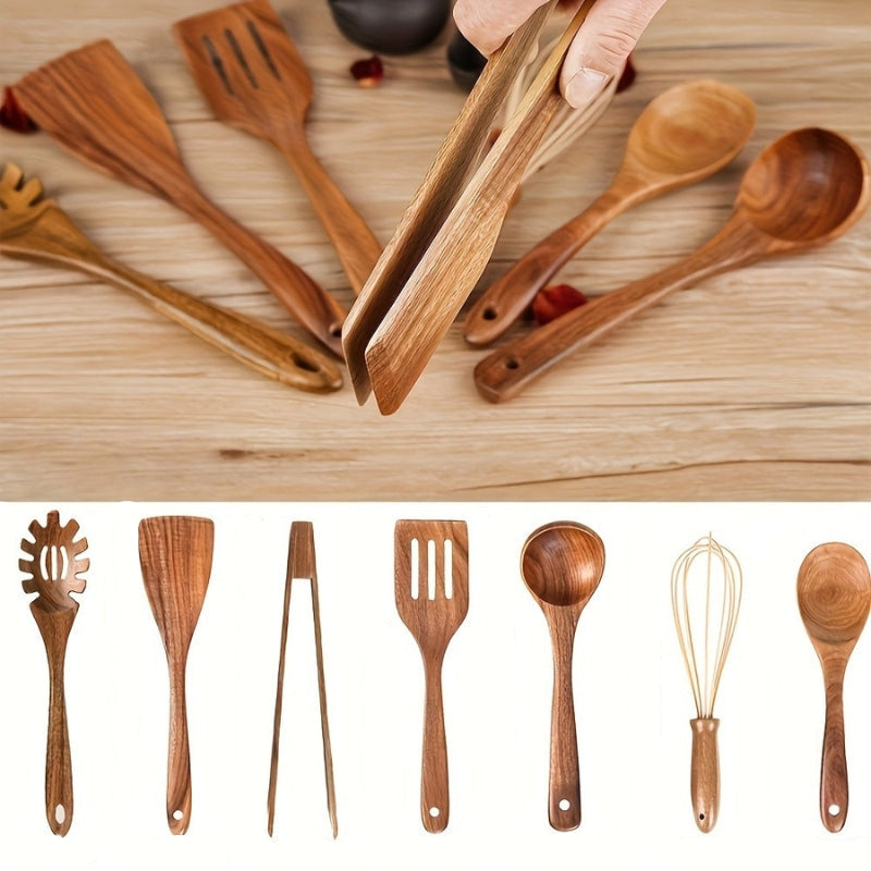 Set di Utensili da Cucina in Legno 7 Pezzi