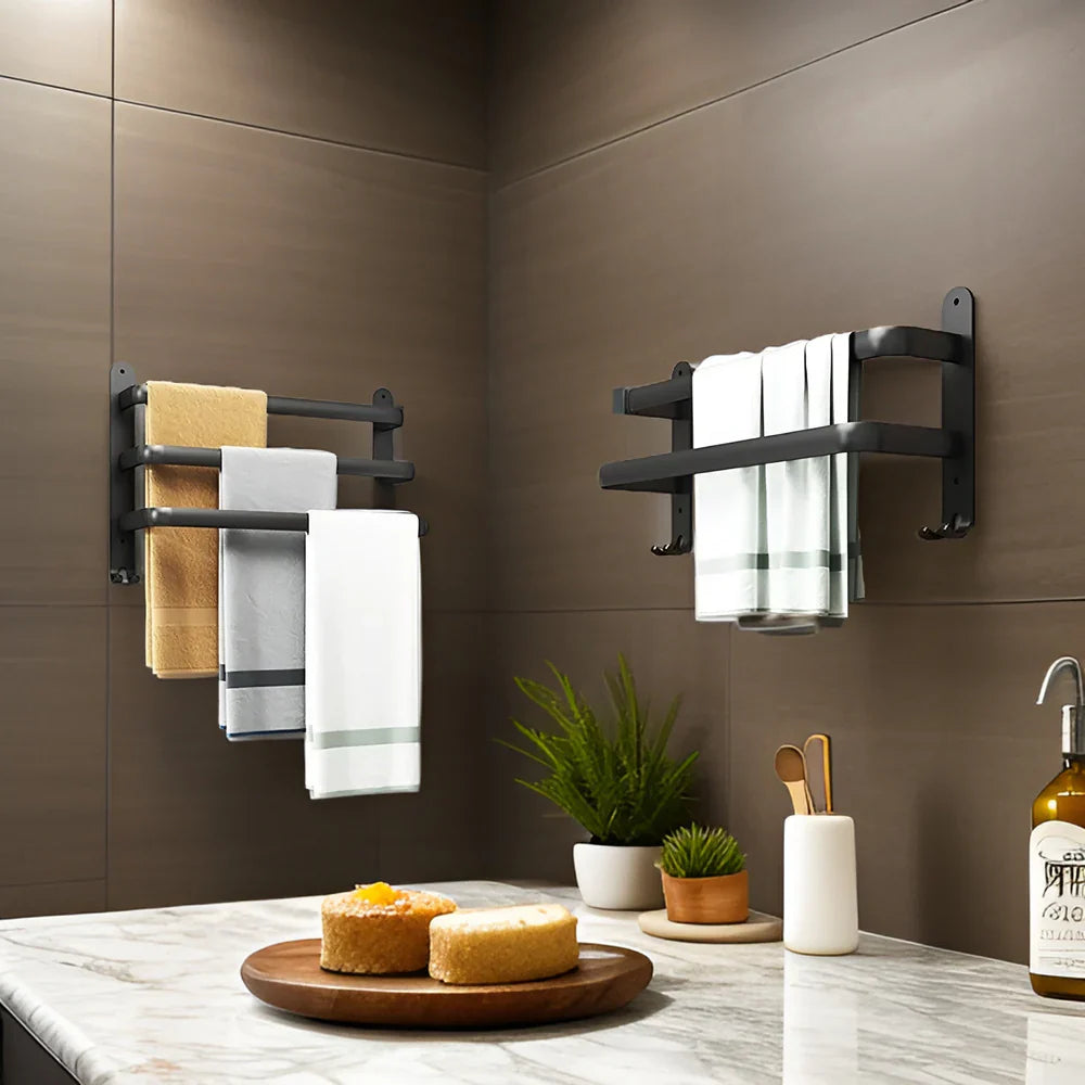 TowelNest – Supporto a parete salvaspazio con barre a più livelli e facile installazione