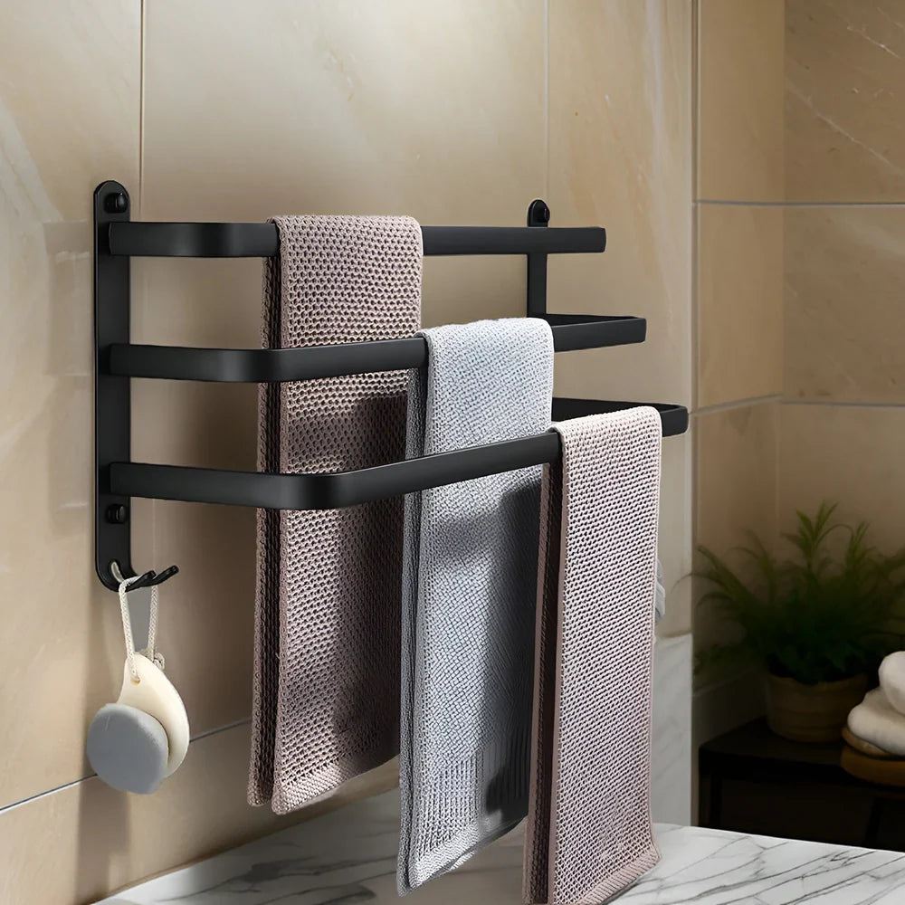 TowelNest – Supporto a parete salvaspazio con barre a più livelli e facile installazione