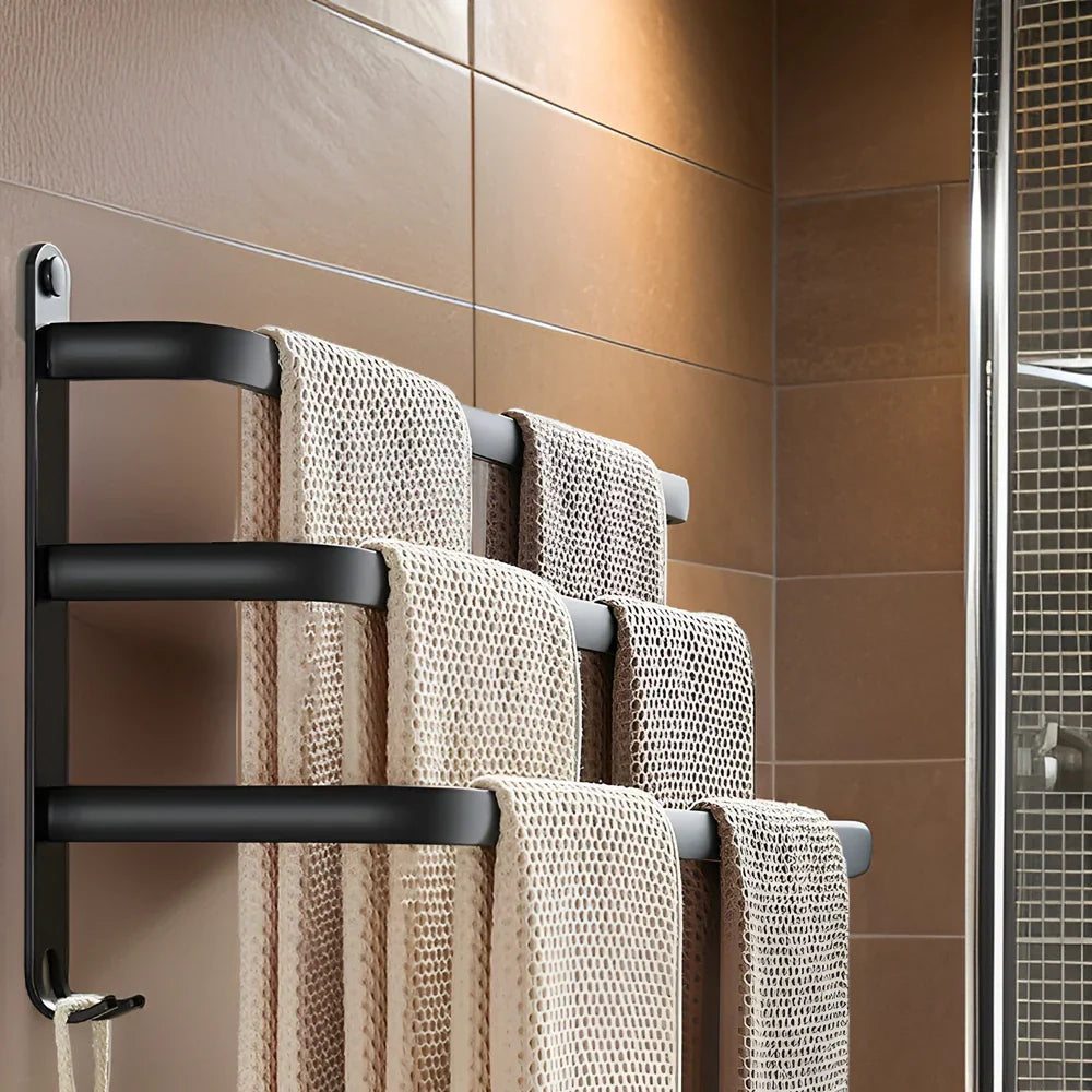TowelNest – Supporto a parete salvaspazio con barre a più livelli e facile installazione