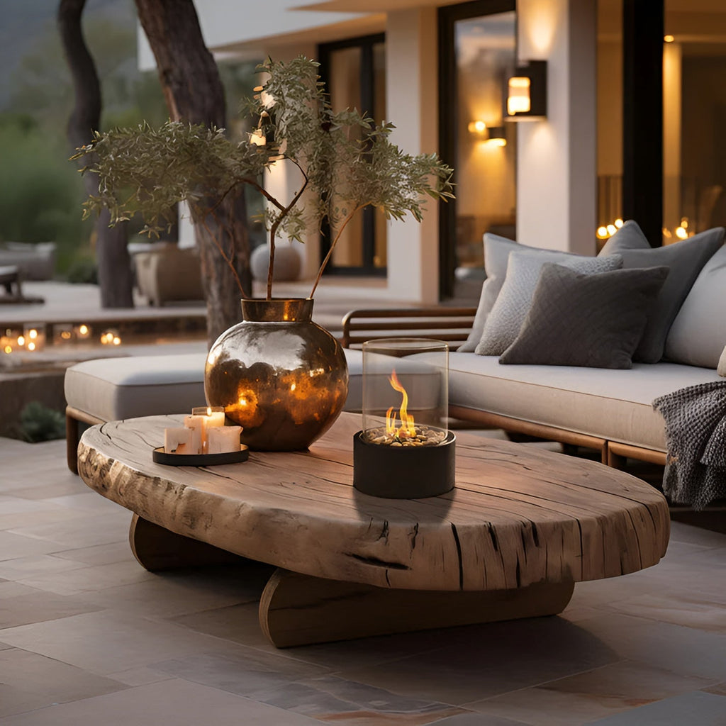 Focolare da Tavolo in Metallo - Base Nera Elegante - Design Raffinato