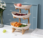 Porta Frutta Multi Livello con Supporto in Legno e Vassoi