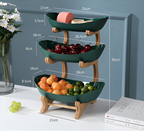 Porta Frutta Multi Livello con Supporto in Legno e Vassoi