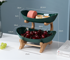 Porta Frutta Multi Livello con Supporto in Legno e Vassoi