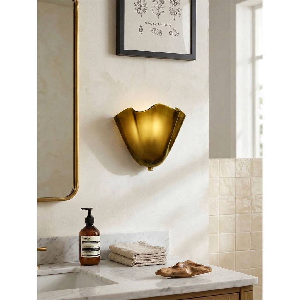 Lampada da Parete in Vetro a Forma di Fiore