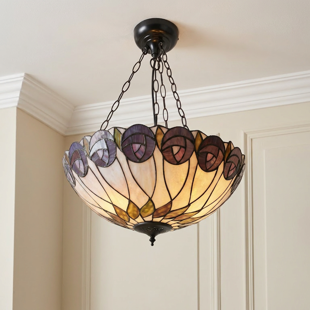 Lampada a soffitto Tiffany invertita grande Hutchinson