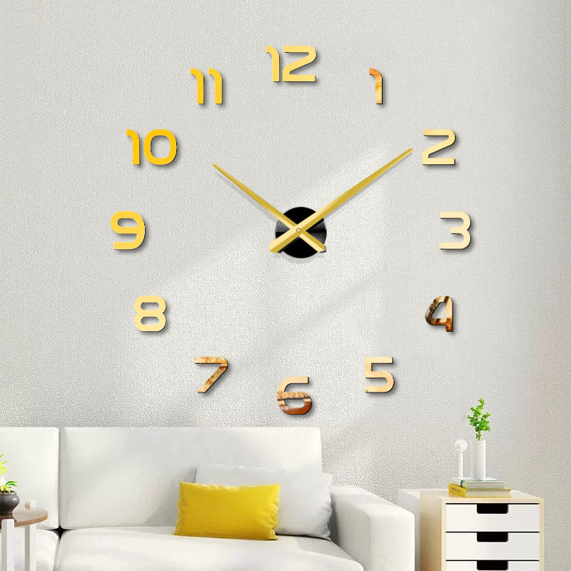 WallVibe – Orologio da parete 3D con superficie specchiata e numeri adesivi sospesi