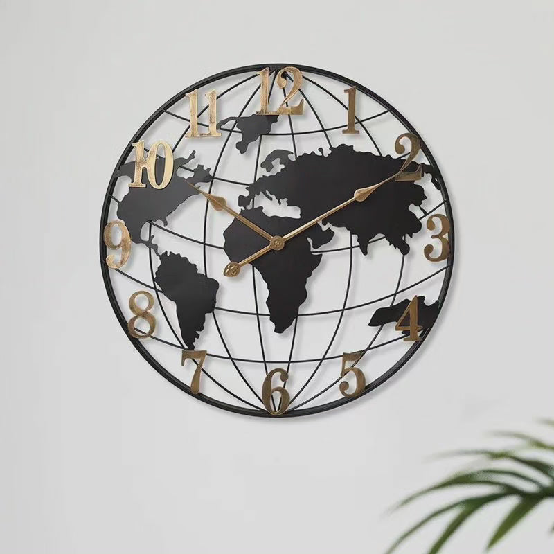 Frendorf | Orologio da parete con mappa del mondo di 60 cm
