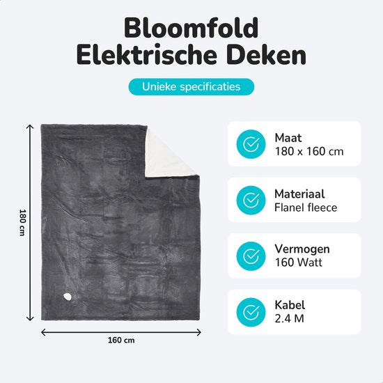 Coperte Elettriche 180 x 160 cm – Coperta Riscaldata per Casa