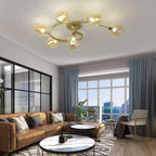 Valentina Lampada da Soffitto Flush Mount, Vetro, Nero/Oro, Sala da Pranzo