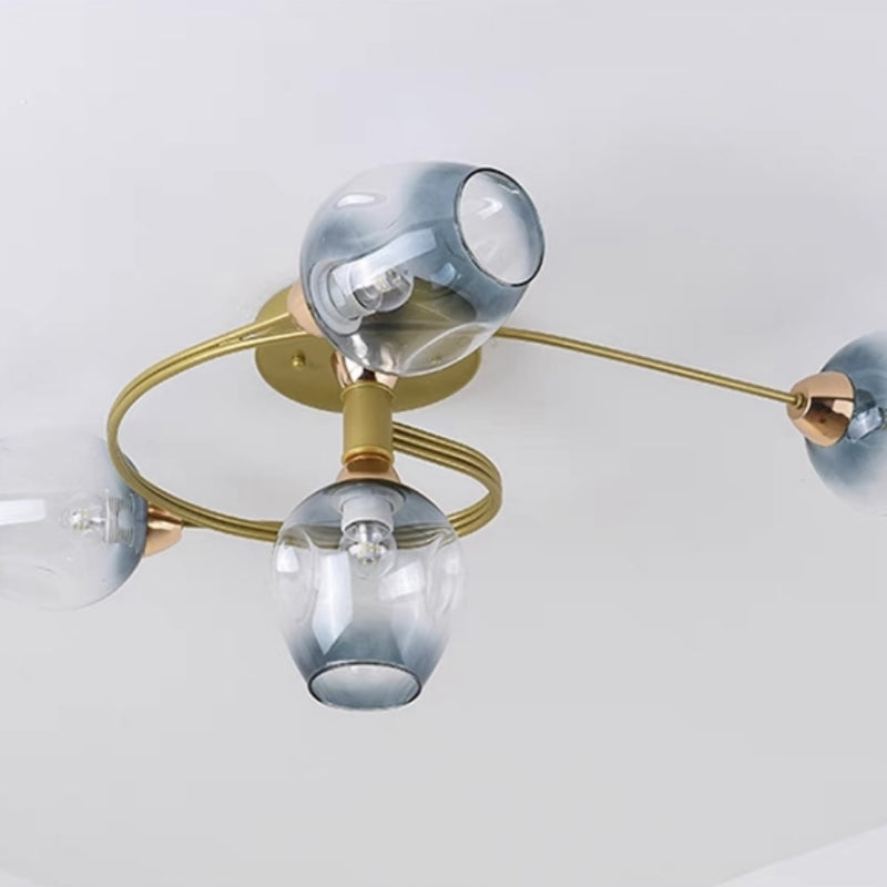 Valentina Lampada da Soffitto Flush Mount, Vetro, Nero/Oro, Sala da Pranzo