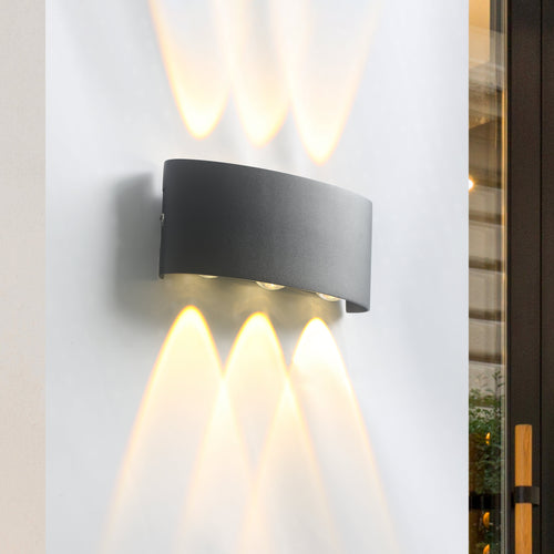 Avelira | Moderno Applique da Esterno LED Up Down in Alluminio Nero Sabbiato con Luce Calda 3000K