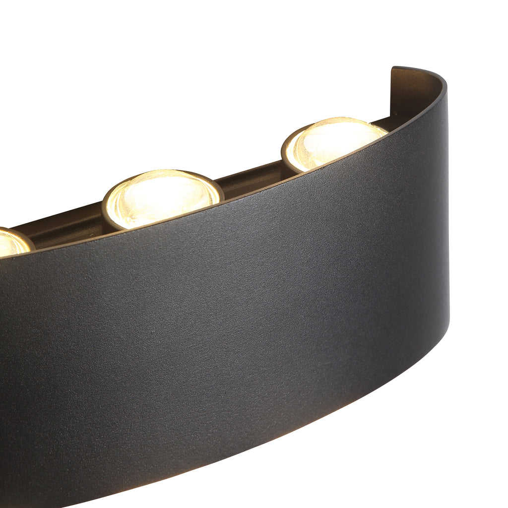 Avelira | Moderno Applique da Esterno LED Up Down in Alluminio Nero Sabbiato con Luce Calda 3000K
