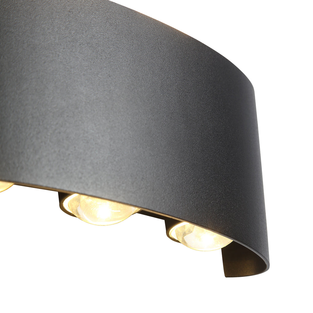 Avelira | Moderno Applique da Esterno LED Up Down in Alluminio Nero Sabbiato con Luce Calda 3000K