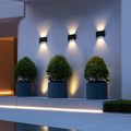 Luce da Parete Solare a LED da Esterno con Pannello Rettangolare e Fasci di Luce Su e Giù