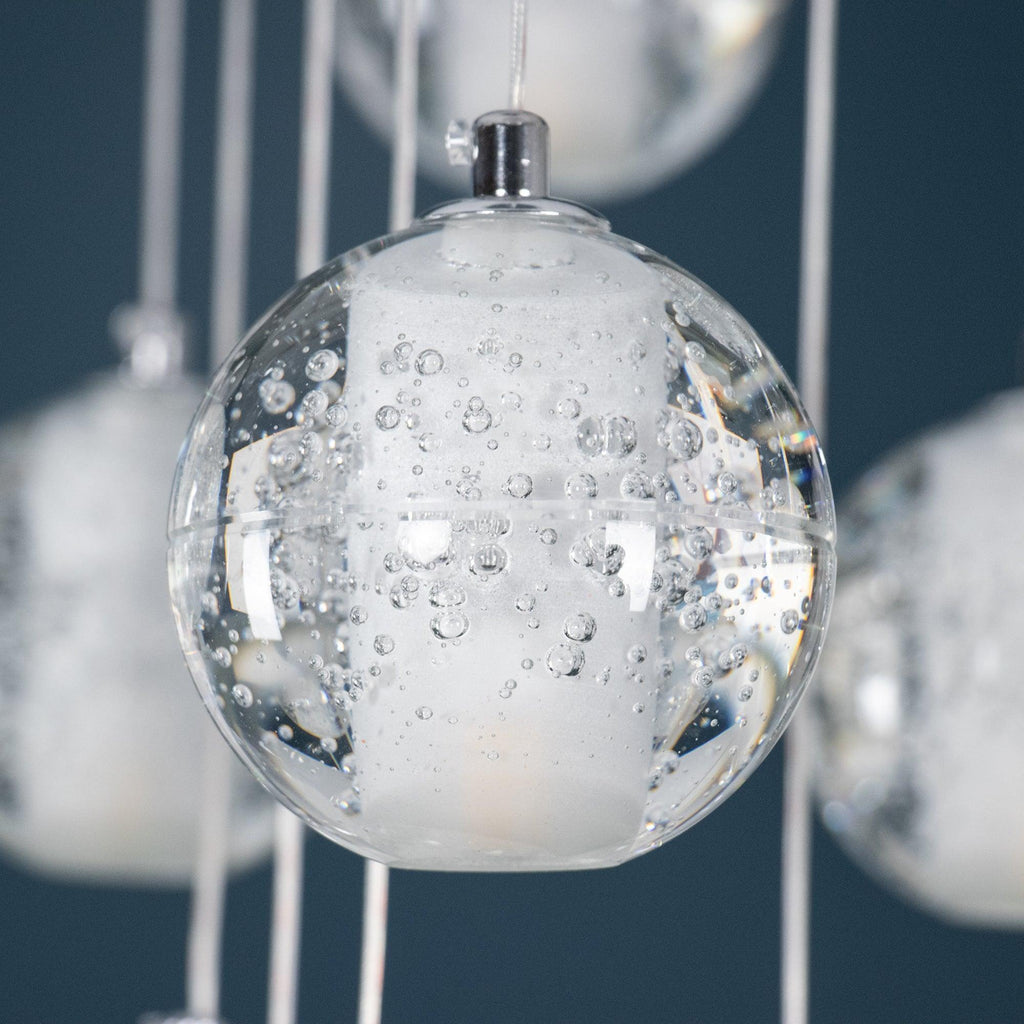 Lampada a sospensione con palline di vetro cristallo