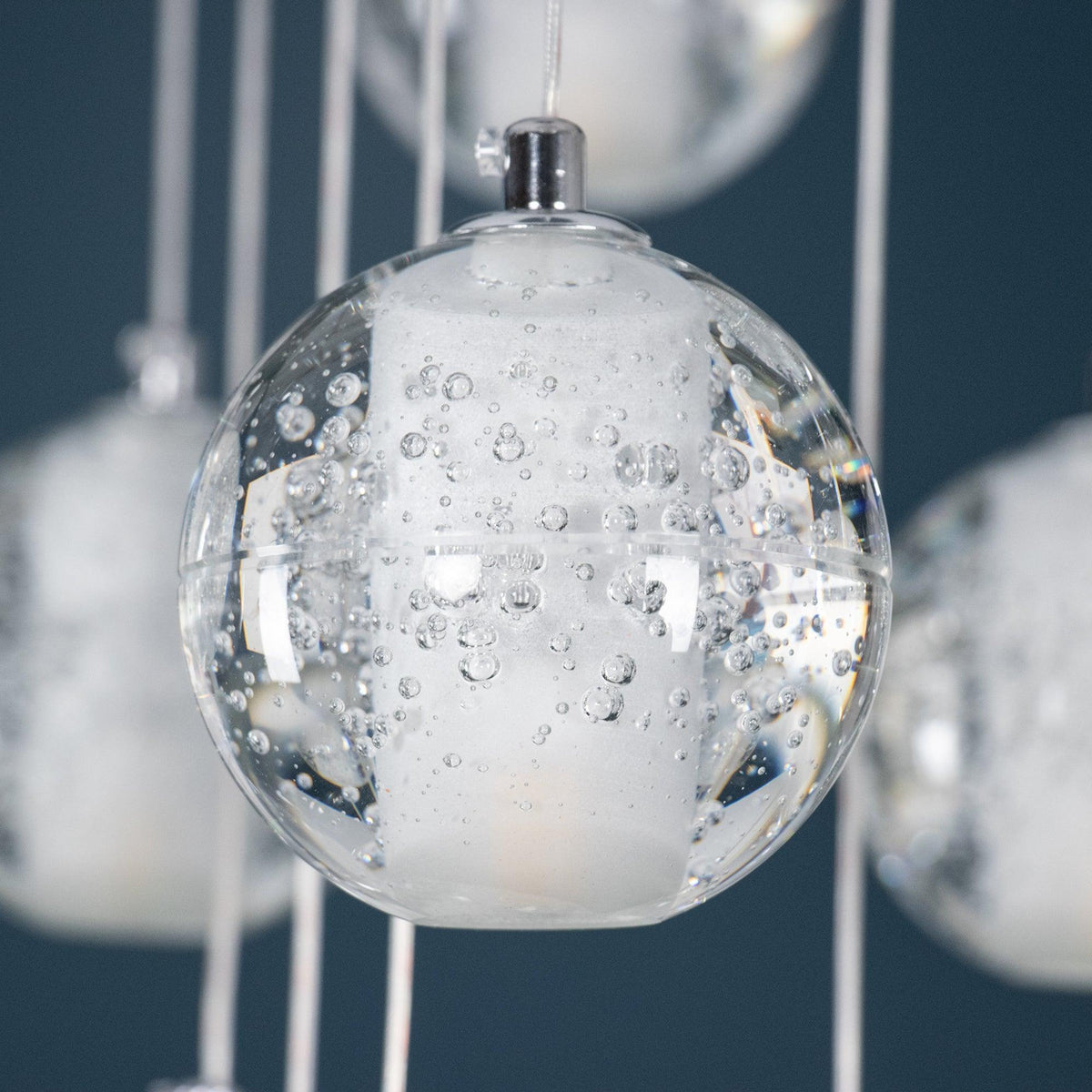 Lampada a sospensione con palline di vetro cristallo