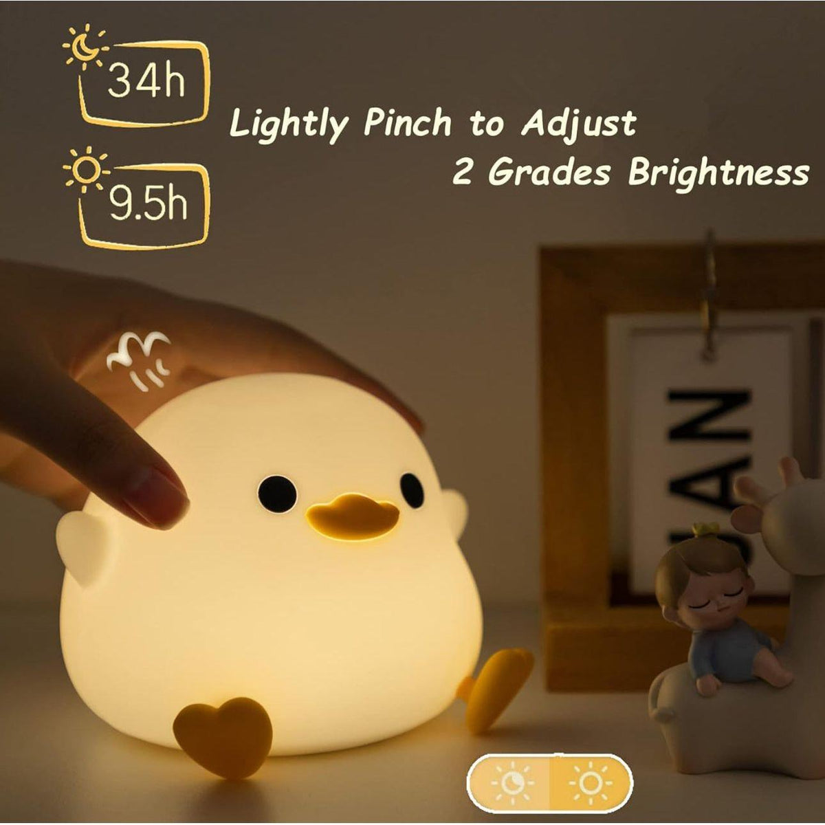 DuckieDream Light - Luce notturna automatica in silicone a forma di anatra