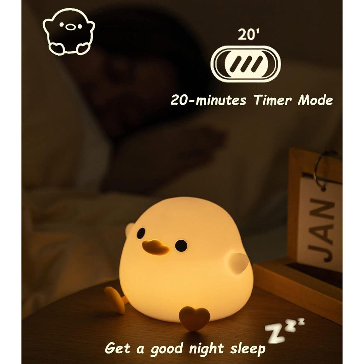DuckieDream Light - Luce notturna automatica in silicone a forma di anatra
