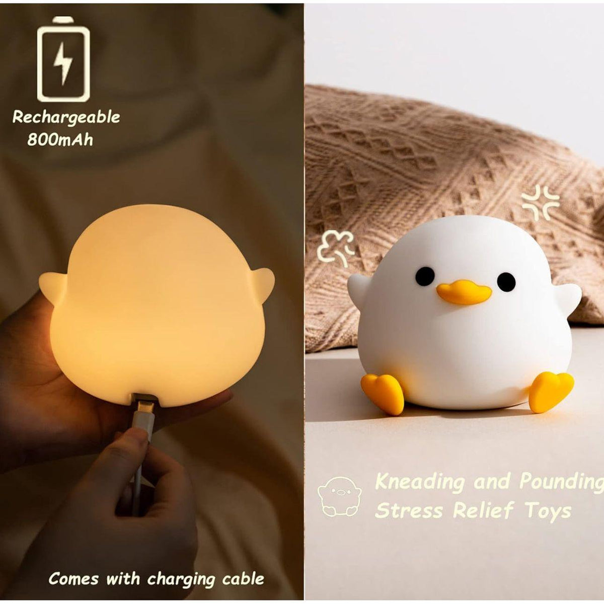 DuckieDream Light - Luce notturna automatica in silicone a forma di anatra