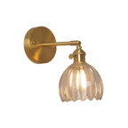 Applique da Parete in Vetro a Tulipano in Ottone Vintage 1 Luce