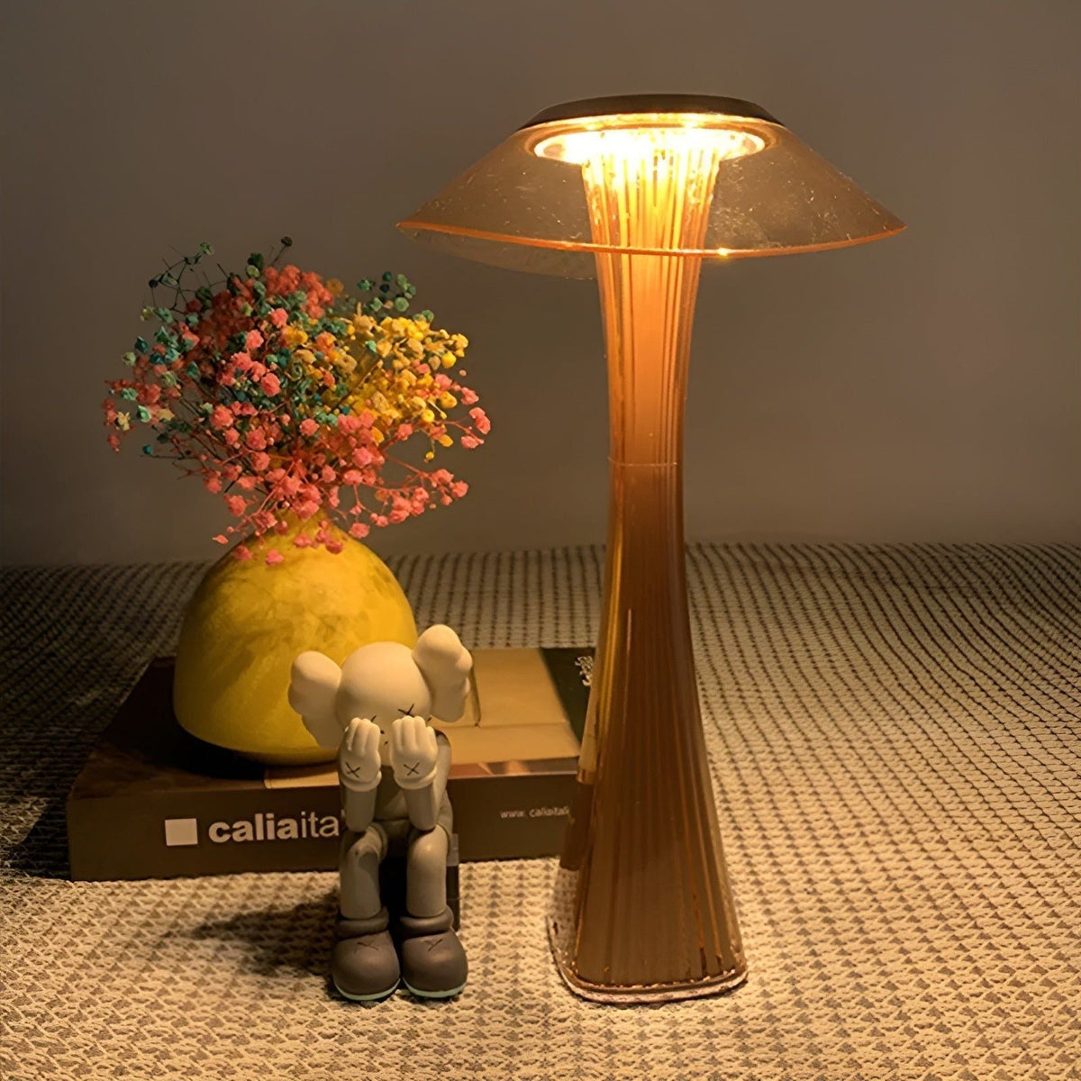Lampada da Tavolo Gior - Ricaricabile Lampada da Notte in Cristallo Italiano con Smart Touch