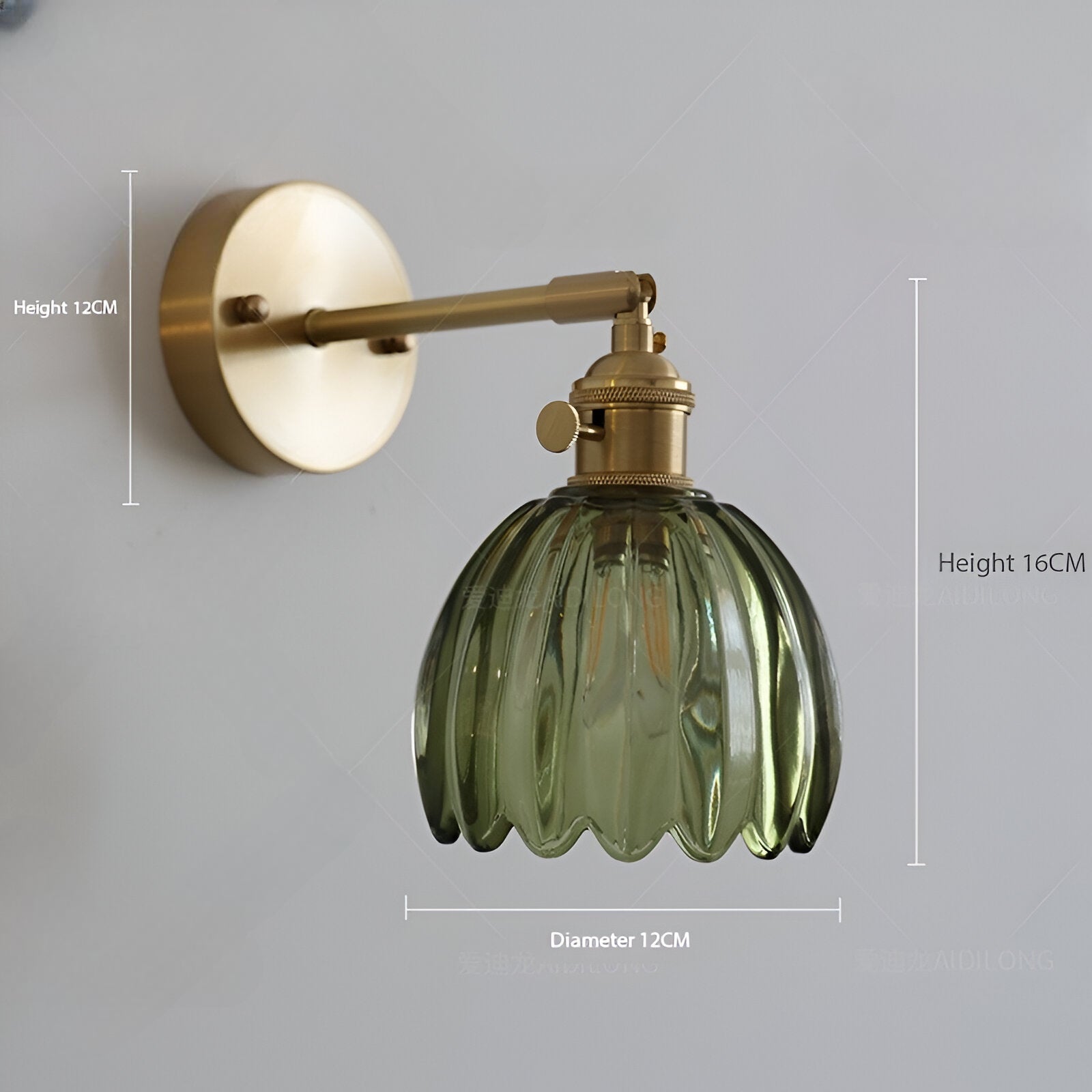 Applique da Parete in Vetro a Tulipano in Ottone Vintage 1 Luce