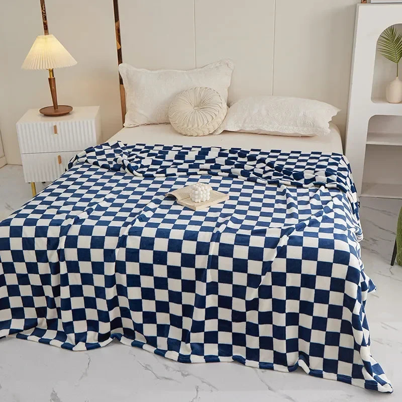 Coperta a Righe – Plaid Morbido con Motivo a Quadri per Divano e Letto